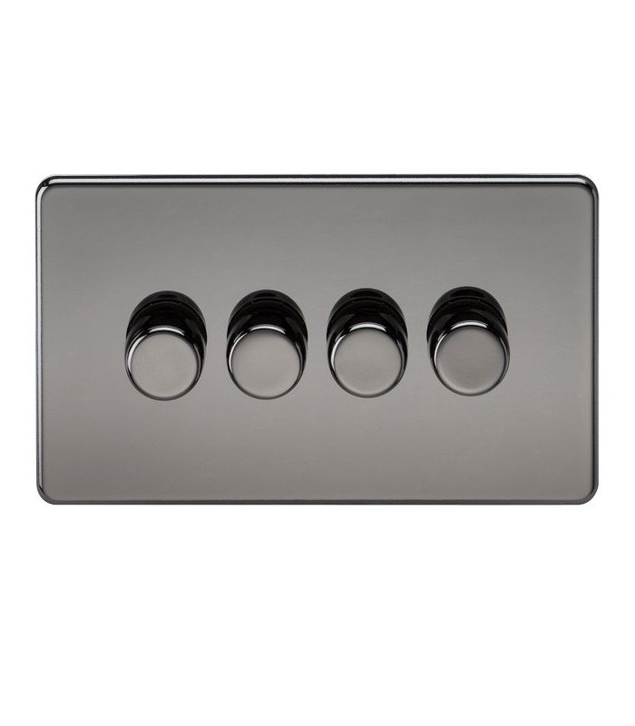 Screwless 4G 2-way 10-200W (5-150W LED) trailing edge dimmer - Black Nickel