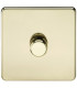 Screwless 1G 2-way 10-200W (5-150W LED) trailing edge dimmer - Polished Brass