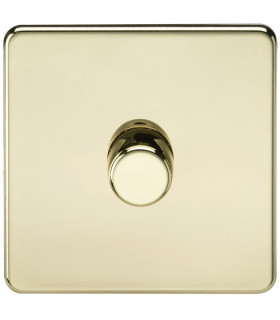 Screwless 1G 2-way 10-200W (5-150W LED) trailing edge dimmer - Polished Brass