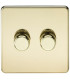 Screwless 2G 2-way 10-200W (5-150W LED) trailing edge dimmer - Polished Brass