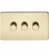 Screwless 3G 2-way 10-200W (5-150W LED) trailing edge dimmer - Polished Brass