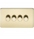 Screwless 4G 2-way 10-200W (5-150W LED) trailing edge dimmer - Polished Brass