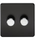 Screwless 2G 2-way 10-200W (5-150W LED) trailing edge dimmer - Matt Black with chrome knobs