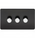 Screwless 3G 2-way 10-200W (5-150W LED) trailing edge dimmer - Matt Black with chrome knobs
