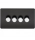 Screwless 4G 2-way 10-200W (5-150W LED) trailing edge dimmer - Matt Black with chrome knobs