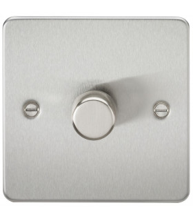 Flat Plate 1G 2 way 10-200W (5-150W LED) trailing edge dimmer - Brushed Chrome