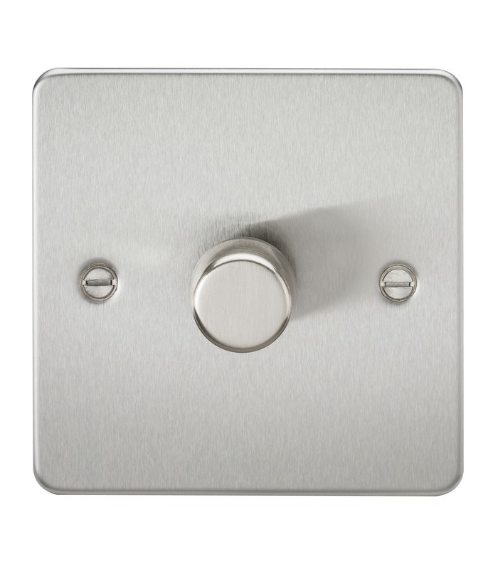 Flat Plate 1G 2 way 10-200W (5-150W LED) trailing edge dimmer - Brushed Chrome