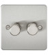 Flat Plate 2G 2 way 10-200W (5-150W LED) trailing edge dimmer - Brushed Chrome