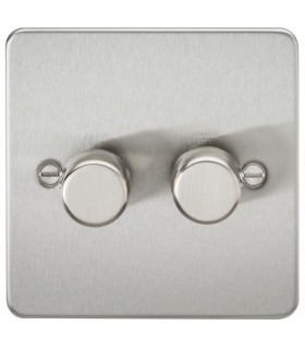 Flat Plate 2G 2 way 10-200W (5-150W LED) trailing edge dimmer - Brushed Chrome