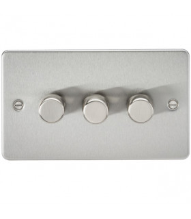 Flat Plate 3G 2 way 10-200W (5-150W LED) trailing edge dimmer - Brushed Chrome