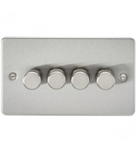Flat Plate 4G 2 way 10-200W (5-150W LED) trailing edge dimmer - Brushed Chrome