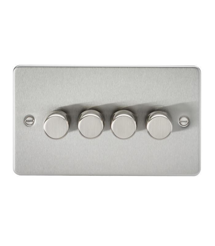 Flat Plate 4G 2 way 10-200W (5-150W LED) trailing edge dimmer - Brushed Chrome