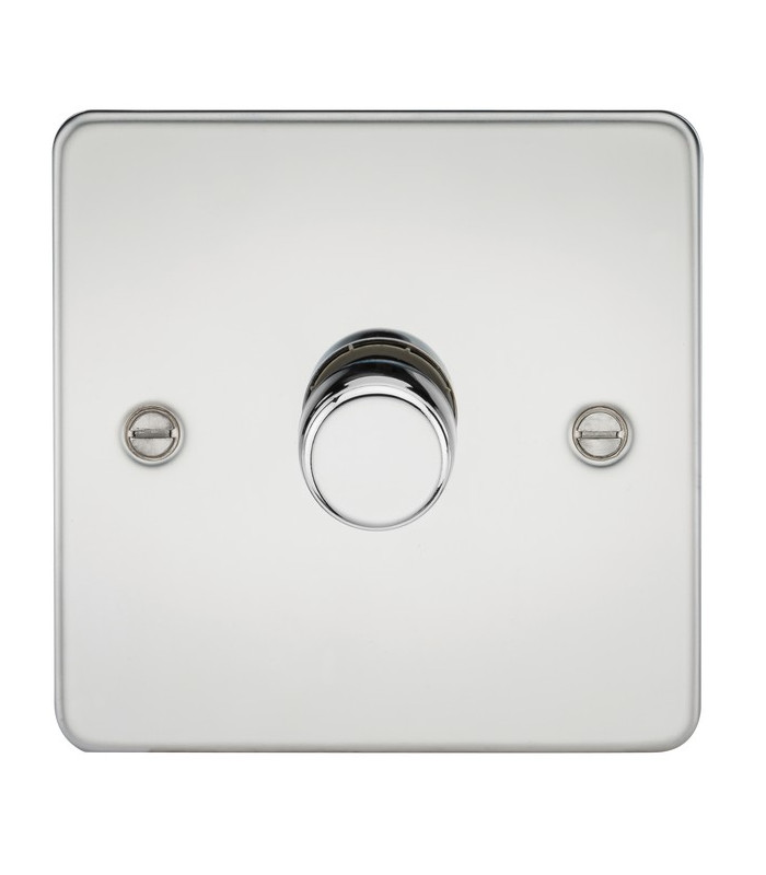 Flat Plate 1G 2 way 10-200W (5-150W LED) trailing edge dimmer - Polished Chrome