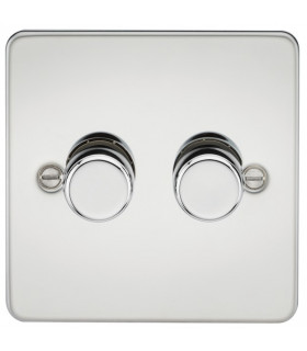 Flat Plate 2G 2 way 10-200W (5-150W LED) trailing edge dimmer -Polished Chrome