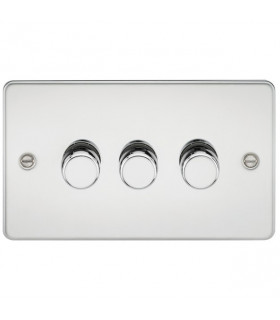 Flat Plate 3G 2 way 10-200W (5-150W LED) trailing edge dimmer - Polished Chrome