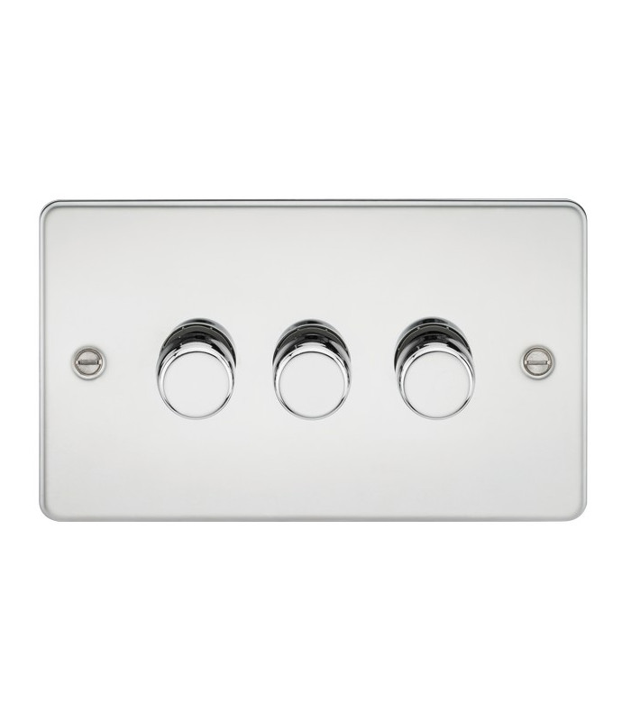 Flat Plate 3G 2 way 10-200W (5-150W LED) trailing edge dimmer - Polished Chrome