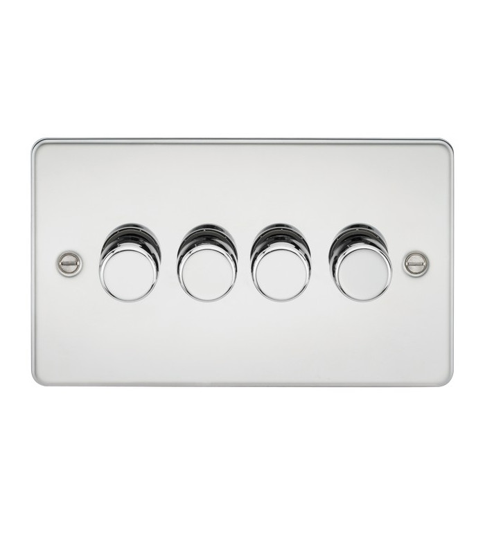 Flat Plate 4G 2 way 10-200W (5-150W LED) trailing edge dimmer - Polished Chrome