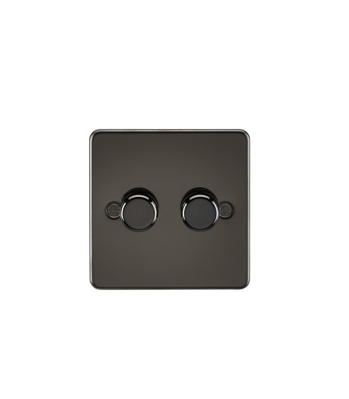 Flat Plate 2G 2 way 10-200W (5-150W LED) trailing edge dimmer - Gunmetal
