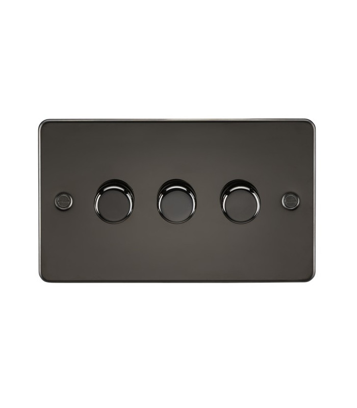 Flat Plate 3G 2 way 10-200W (5-150W LED) trailing edge dimmer - Gunmetal
