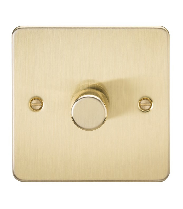 Flat Plate 1G 2 way 10-200W (5-150W LED) trailing edge dimmer - Brushed Brass