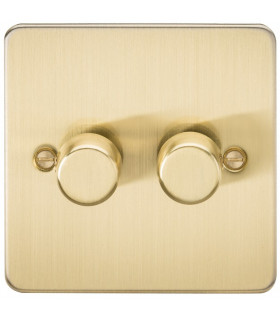 Flat Plate 2G 2 way 10-200W (5-150W LED) trailing edge dimmer - Brushed Brass