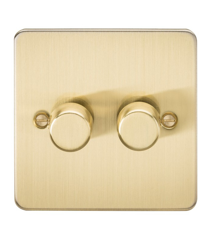 Flat Plate 2G 2 way 10-200W (5-150W LED) trailing edge dimmer - Brushed Brass