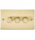 Flat Plate 3G 2 way 10-200W (5-150W LED) trailing edge dimmer - Brushed Brass