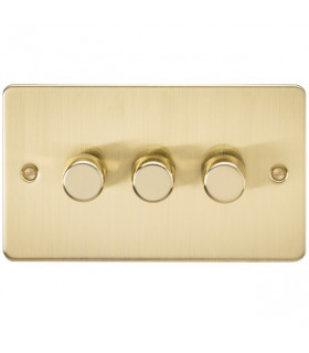Flat Plate 3G 2 way 10-200W (5-150W LED) trailing edge dimmer - Brushed Brass