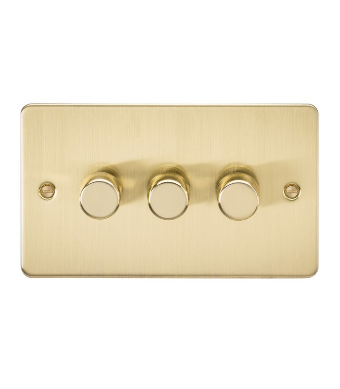 Flat Plate 3G 2 way 10-200W (5-150W LED) trailing edge dimmer - Brushed Brass