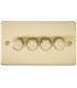 Flat Plate 4G 2 way 10-200W (5-150W LED) trailing edge dimmer - Brushed Brass