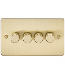 Flat Plate 4G 2 way 10-200W (5-150W LED) trailing edge dimmer - Brushed Brass