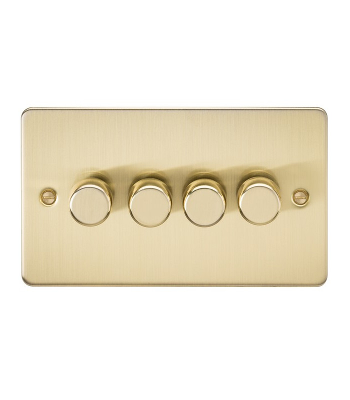 Flat Plate 4G 2 way 10-200W (5-150W LED) trailing edge dimmer - Brushed Brass