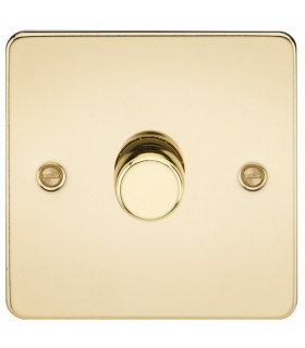 Flat Plate 1G 2 way 10-200W (5-150W LED) trailing edge dimmer - Polished Brass