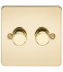 Flat Plate 2G 2 way 10-200W (5-150W LED) trailing edge dimmer - Polished Brass