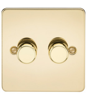 Flat Plate 2G 2 way 10-200W (5-150W LED) trailing edge dimmer - Polished Brass