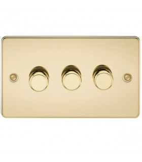 Flat Plate 3G 2 way 10-200W (5-150W LED) trailing edge dimmer - Polished Brass