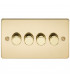 Flat Plate 4G 2 way 10-200W (5-150W LED) trailing edge dimmer - Polished Brass