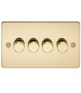 Flat Plate 4G 2 way 10-200W (5-150W LED) trailing edge dimmer - Polished Brass