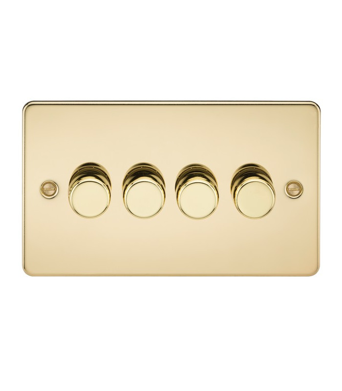 Flat Plate 4G 2 way 10-200W (5-150W LED) trailing edge dimmer - Polished Brass