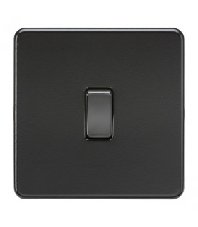 Screwless 10AX 1G 2-Way Switch - Matt Black with black rocker