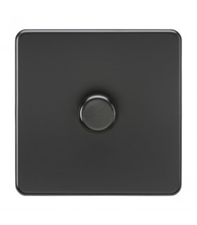 Screwless 1G 2-way 10-200W (5-150W LED) trailing edge dimmer - Matt Black