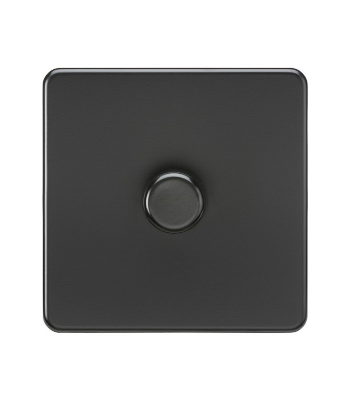 Screwless 1G 2-way 10-200W (5-150W LED) trailing edge dimmer - Matt Black