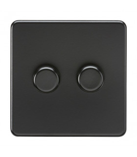 Screwless 2G 2-way 10-200W (5-150W LED) trailing edge dimmer - Matt Black