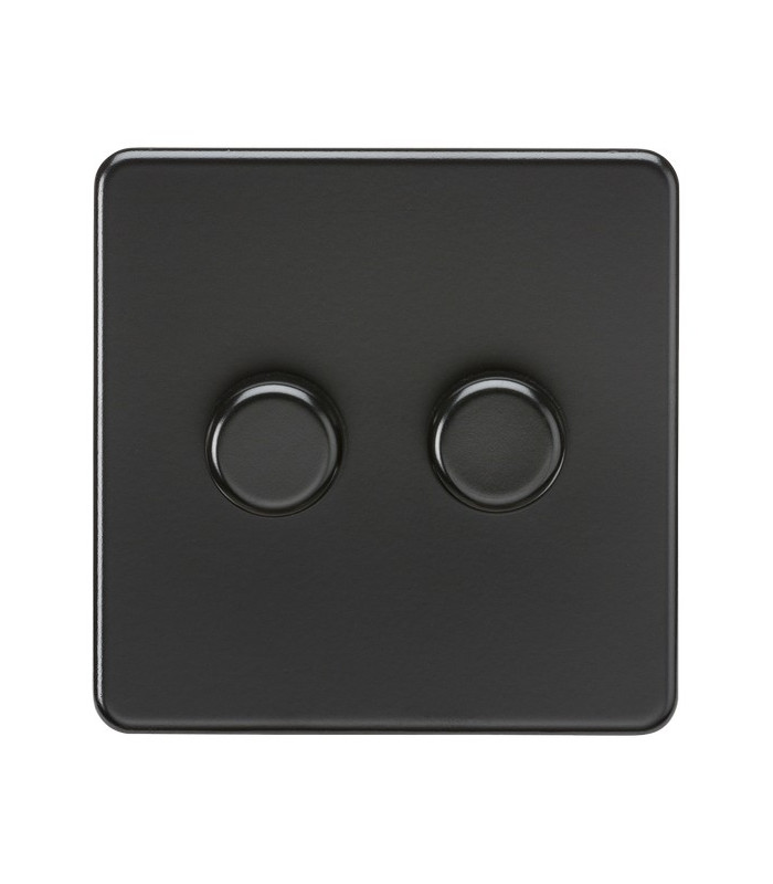 Screwless 2G 2-way 10-200W (5-150W LED) trailing edge dimmer - Matt Black