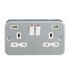 Metal Clad 13A 2G Switched Socket with Dual USB Charger (2.4A)