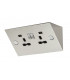 13A 2G Mounting Switched Socket with Dual USB Charger (2.4A) - Stainless Steel with black insert