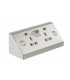 13A 2G Mounting Switched Socket with Dual USB Charger (2.4A) - Stainless Steel with grey insert