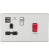 45A DP Switch & 13A Switched Socket with Dual USB Charger 2.4A - Brushed Chrome with black insert