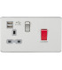 45A DP Switch & 13A Switched Socket with Dual USB Charger 2.4A - Brushed Chrome with grey insert