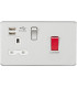 45A DP Switch & 13A Switched Socket with Dual USB Charger 2.4A - Brushed Chrome with white insert